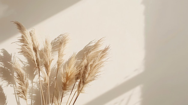 Elegant Dried Pampas Grass Reeds Basking in Warm Sunlight