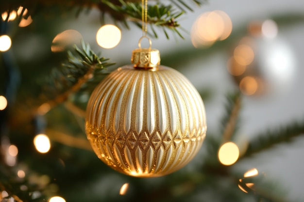 Photo elegant early 20th century glass ornaments shimmering on a christmas tree echoing a sense of antiqua