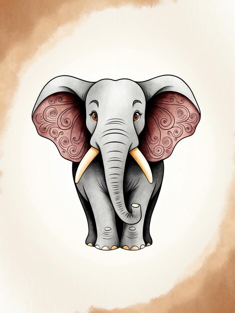 Photo elegant elephant sketch handdrawn animal art