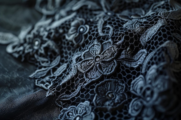 Photo elegant embroidery intricate lace on black