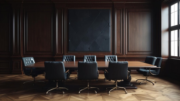 Elegant and empty meeting boardroom