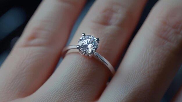 Elegant engagement ring with a sparkling diamond on a feminine hand symbolizing love