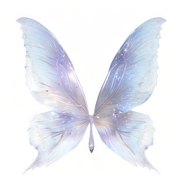 Photo elegant fairy wings with delicate veins and a translucent sparkling finish isolated on white