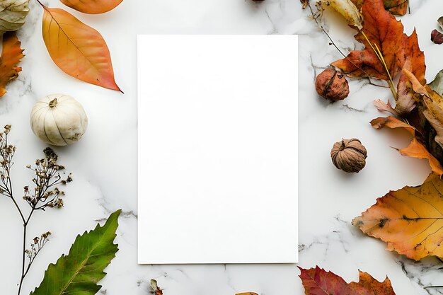 Photo elegant fallthemed invitation mockup in portrait orientation