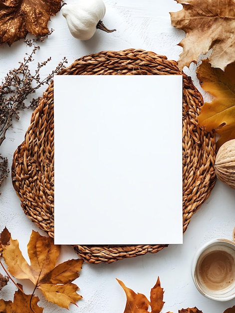 Photo elegant fallthemed invitation mockup in portrait orientation