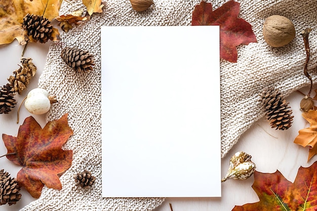 Photo elegant fallthemed invitation mockup in portrait orientation