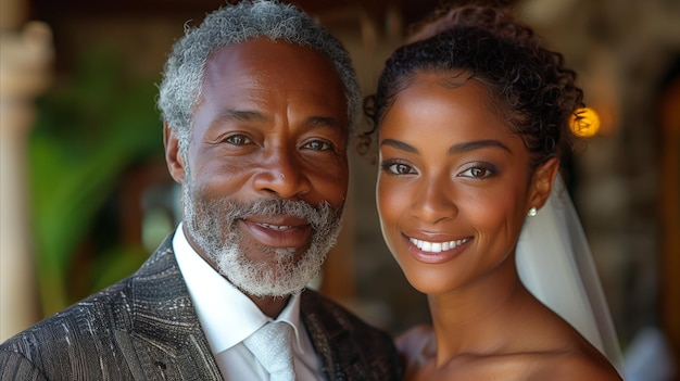 Elegant Father and Bride Smiling on Wedding Day