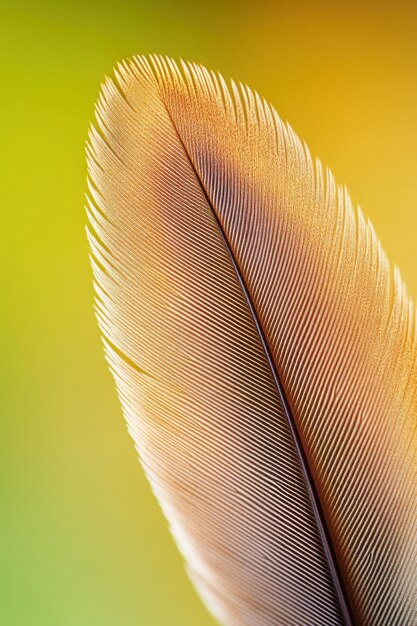 Photo elegant feather glowing in soft light against a dreamy background