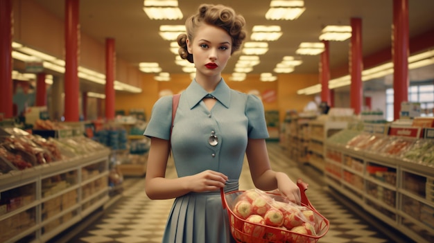 Elegant female grocery shopping