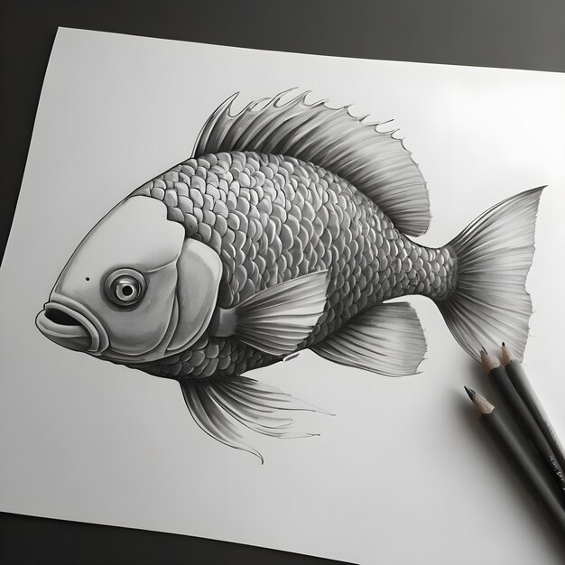 Photo elegant fish drawing