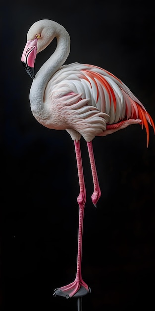 Photo elegant flamingo standing on one leg