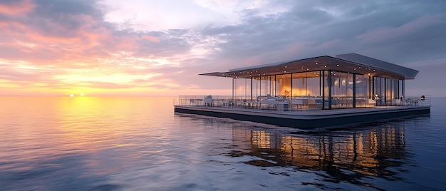 Elegant Floating Restaurant with Sophisticated Design