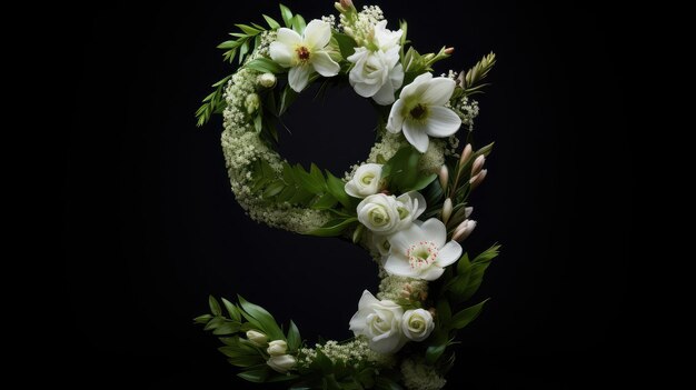 Elegant Floral Arrangement in the Shape of Number 9 Art and Beauty in Every Element