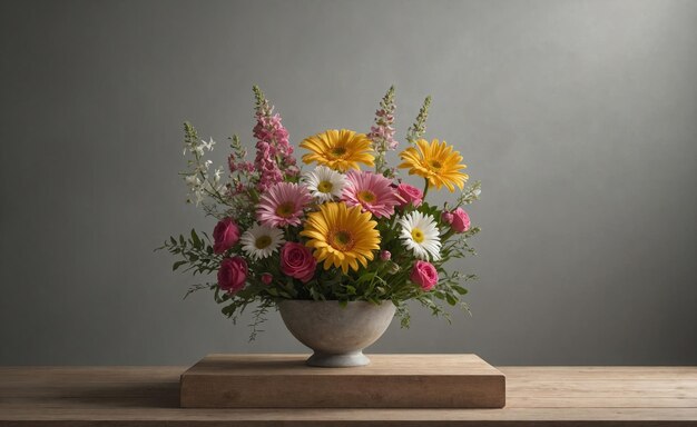 Elegant floral arrangement in soft light pastel colors ideal for interior decor greeting cards