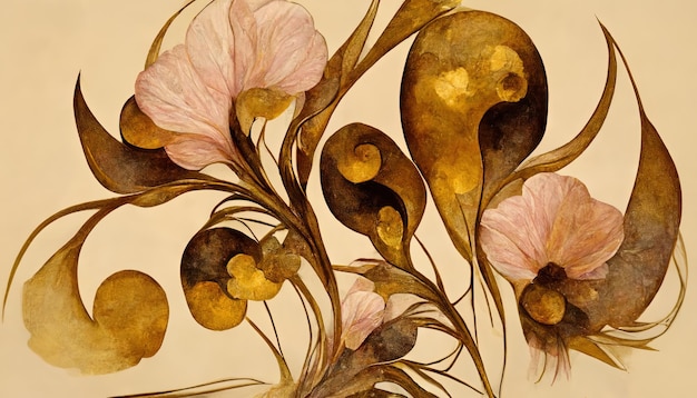 Elegant floral background in Art Nouveau style Abstract retro decorative flower design