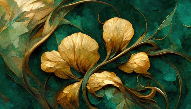 Elegant floral background in Art Nouveau style Retro decorative flower design 3D illustration