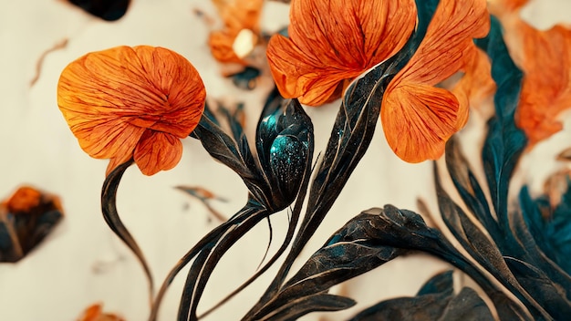 Elegant floral background in Art Nouveau style. Retro decorative flower design