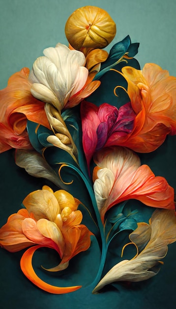 Elegant floral background in Baroque style Retro decorative flower art design Digital illustration