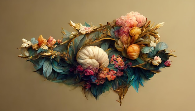 Elegant floral background in Baroque style Retro decorative flower art design Digital illustration