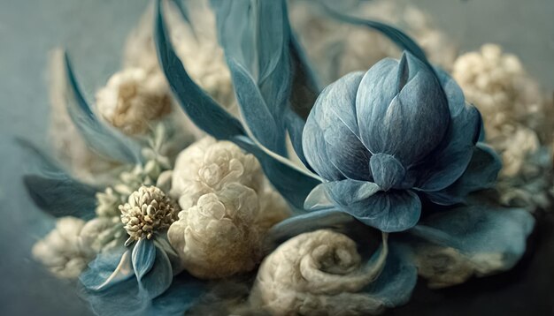 Elegant floral background in Renaissance style Retro flower art design 3D digital illustration