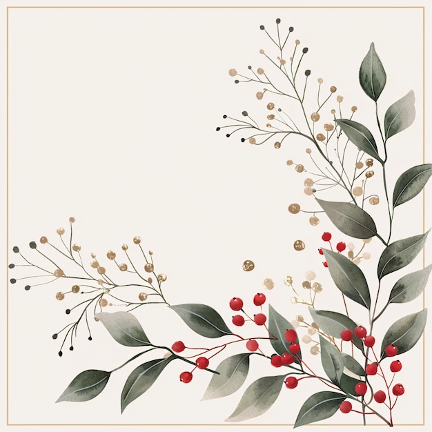 Photo elegant floral border design featuring soft hues of red black and beige perfect for invitations or seasonal greetings this classy design adds touch of sophistication to any festive occasion