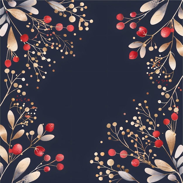 Photo elegant floral border design featuring soft hues of red black and beige perfect for invitations or seasonal greetings this classy design adds touch of sophistication to any festive occasion