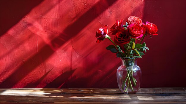 Elegant Floral Bouquet on Wooden Table with Dramatic Lighting