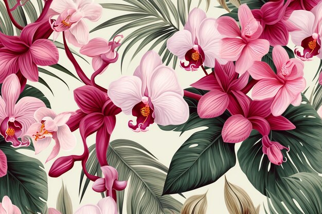 Elegant floral bright exotic flowers background with beautiful floral