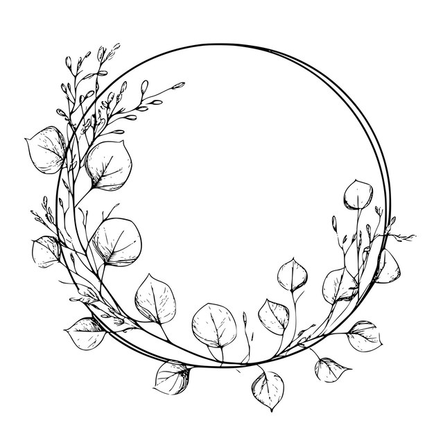 Photo an elegant floral circle outline design ideal for various creative projects and uses