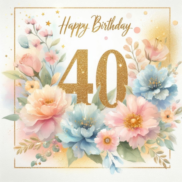 Photo elegant floral design celebrating a milestone 40th birthday with pastel flowers