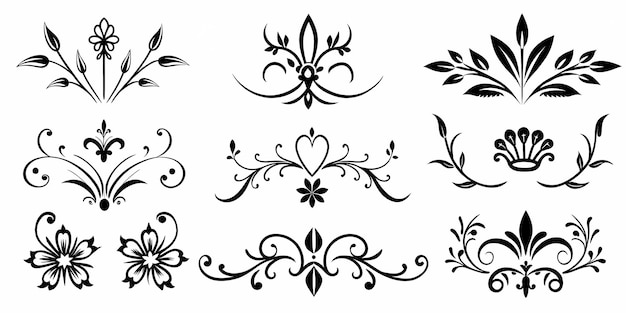 Photo elegant floral ornament designs in black for decorative purposes