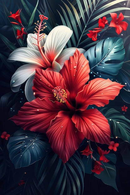 Elegant Floral Painting on Black Background