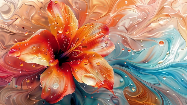 Elegant Floral Painting With Water Droplets