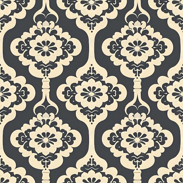 Elegant floral pattern in black and cream