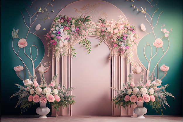 Elegant Floral Wedding Backdrop Wallpaper