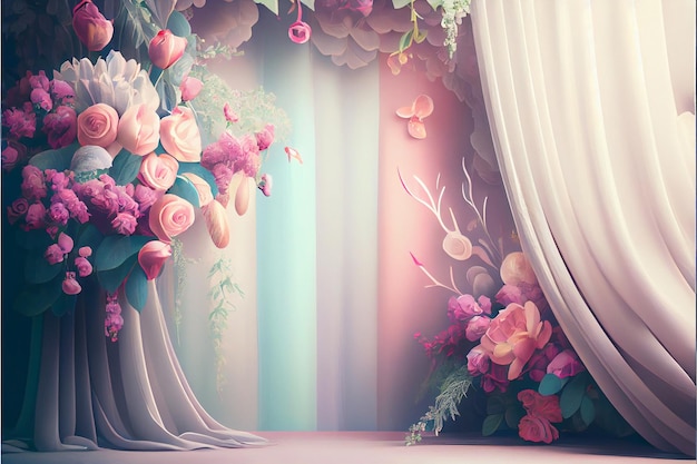 Elegant Floral Wedding Backdrop Wallpaper