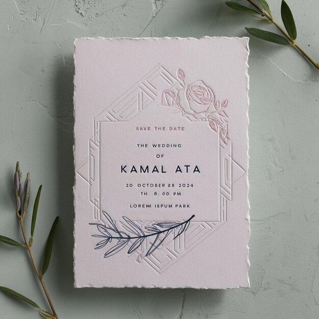 Photo elegant floral wedding invitation card design beautiful modern wedding invitation card with floral