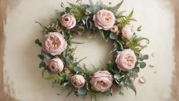 Photo elegant floral wreath on textured background