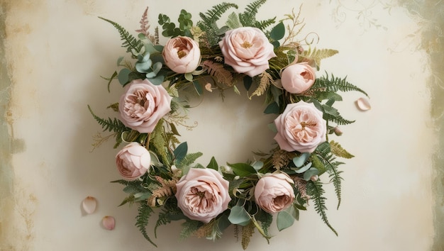 Photo elegant floral wreath on textured background