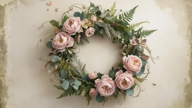 Photo elegant floral wreath on textured background