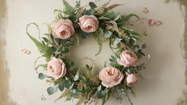 Photo elegant floral wreath on textured background