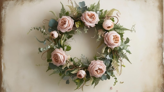 Photo elegant floral wreath on textured background