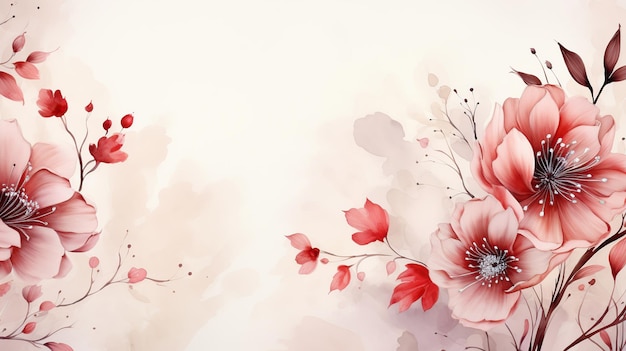 Elegant flower with watercolor style for background and invitation wedding card AI generated image