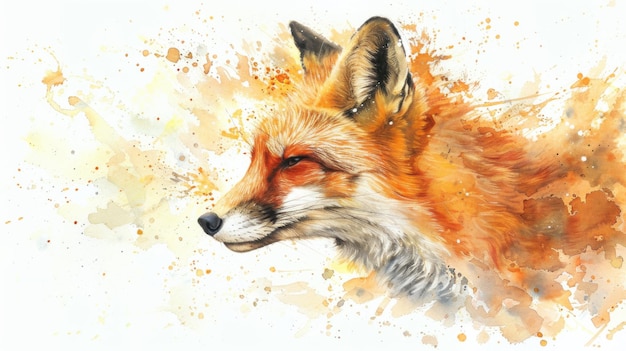 Elegant Fox in Watercolor Natures Art