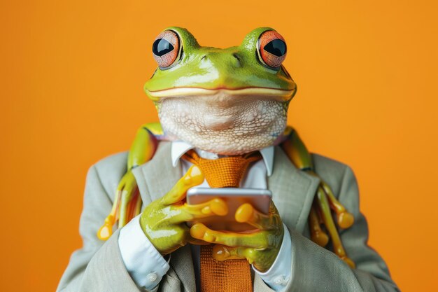 Photo elegant frog dressed for success