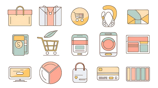 Photo elegant and functional icons designed for a streamlined shopping journey featuring clean visuals