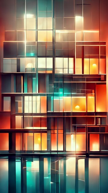 Elegant futuristic light and reflection with grid line back 3D illustration