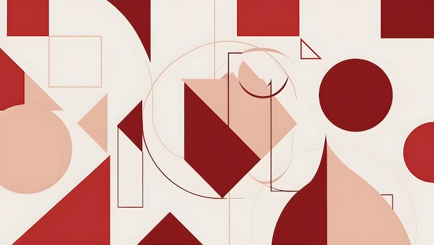 Elegant Geometric Abstract in Crimson Red