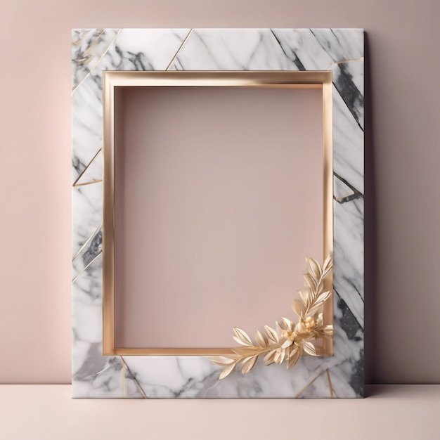 Elegant Geometric Marble Frame for Wedding Invitation