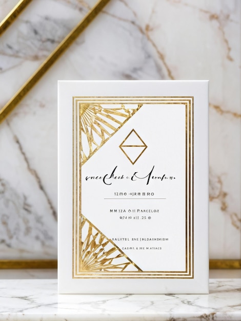 Photo elegant geometric marble frame for wedding invitation